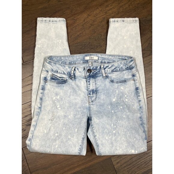 DEX Bleach Splatter & Distressed Skinny Jeans Light Wash Sz 27 NWOT - Picture 3 of 6